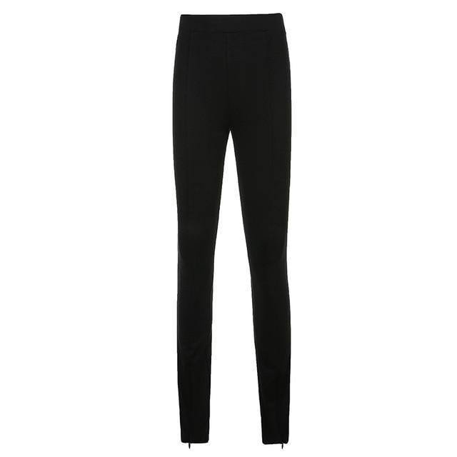 Y2k Aesthetic Split Hem Black Sweatpants Women's Joggers Fashion Harajuku High Waist Korean Trousers Female Pants Capris