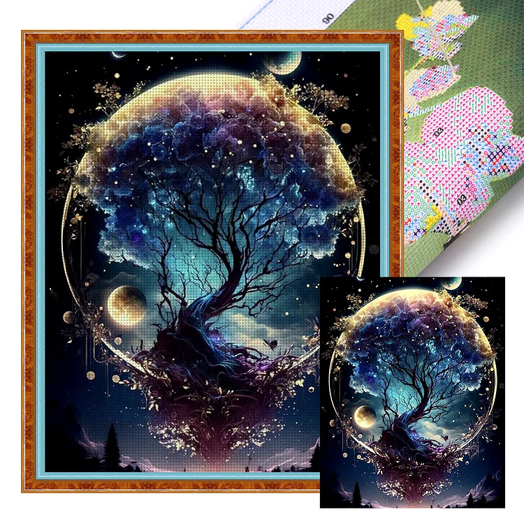 Moon Tree Of Life (40*50cm) 11CT Stamped Cross Stitch gbfke