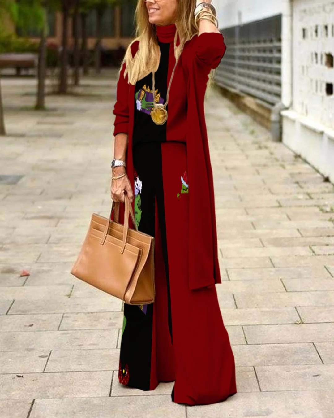 Herringbone Sweater Three-Piece Suit efba