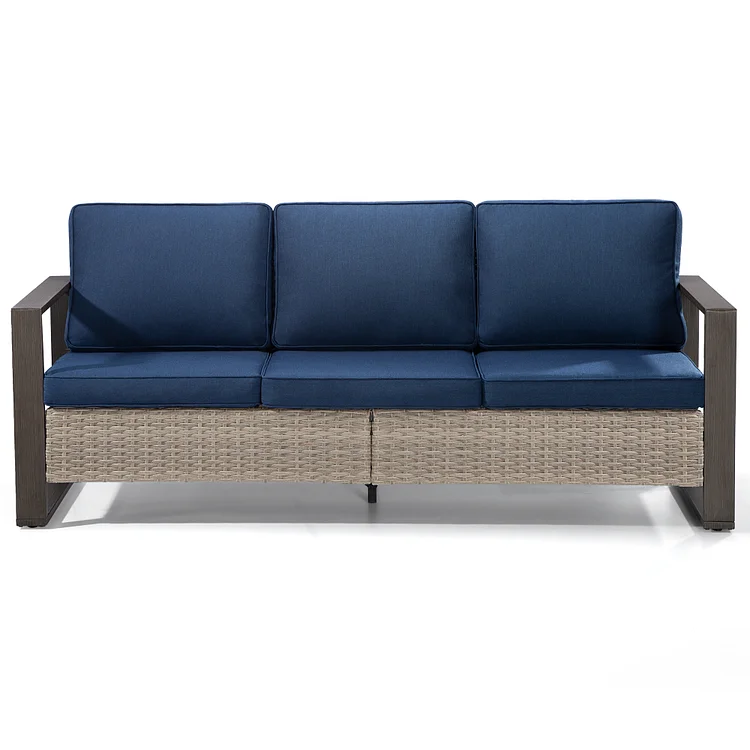 Joyside Patio Wicker Rectangular Framed 3-Seat Sofa