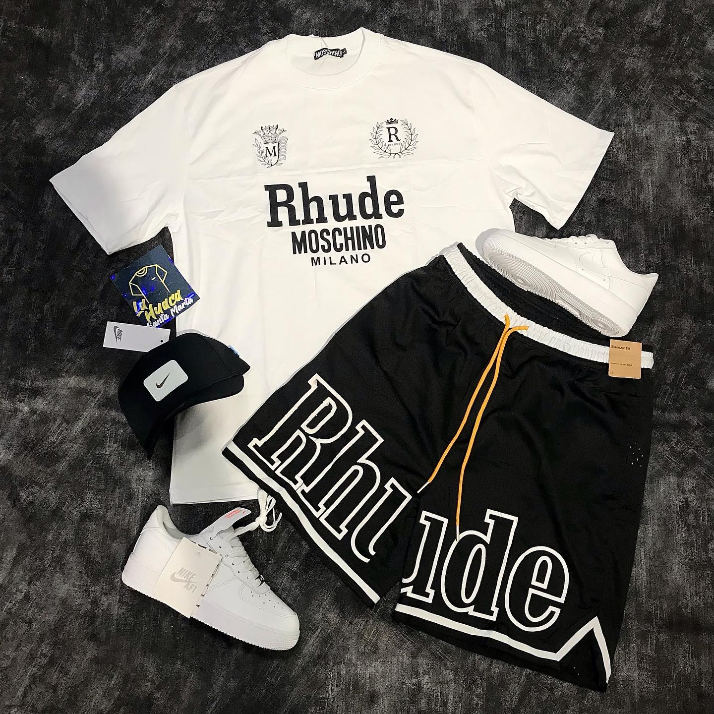 High-Quality Rhude Moschno T-Shirt And Shorts Co-Ord