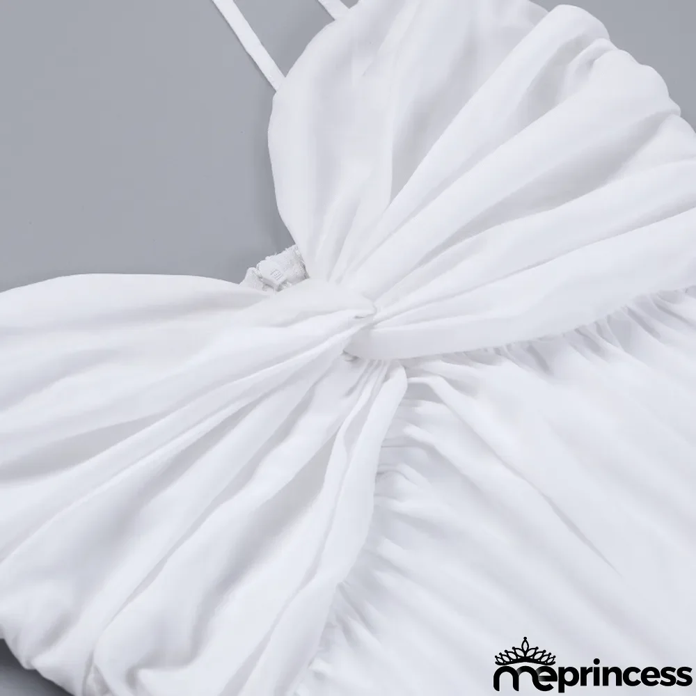 Strappy V Neck Gathered Sexy Dress Chic Fashion Low Back Maxi Dress