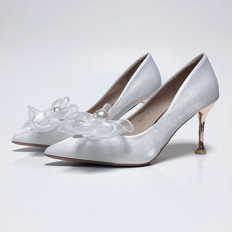 Churchf Churchf Spring New Wedding White High Heels Fine Heel Crystal Wedding Dress Single Shoes Good Match Bride Wedding Shoes Women's Shoes