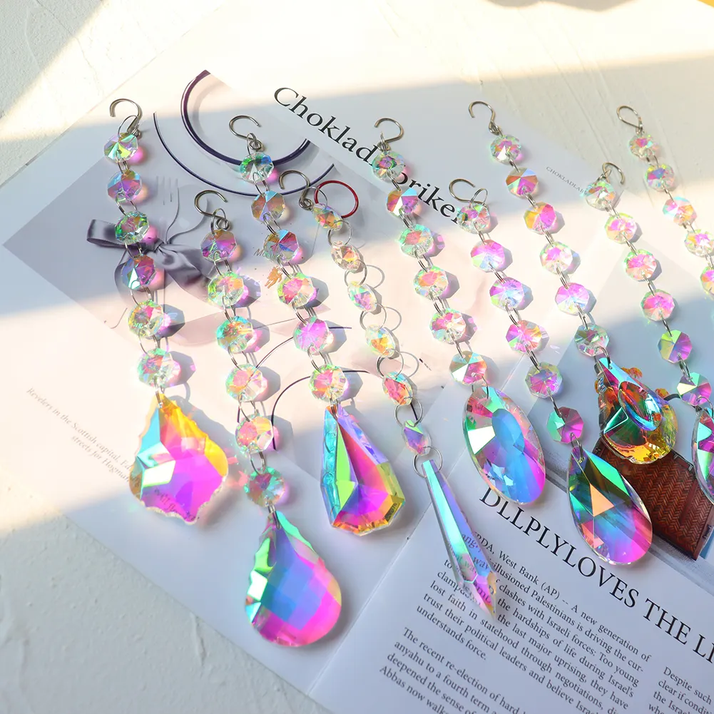 Crystal Wind Chimes Ornament AB Color Beads Hanging Pendant Kids Room Decor