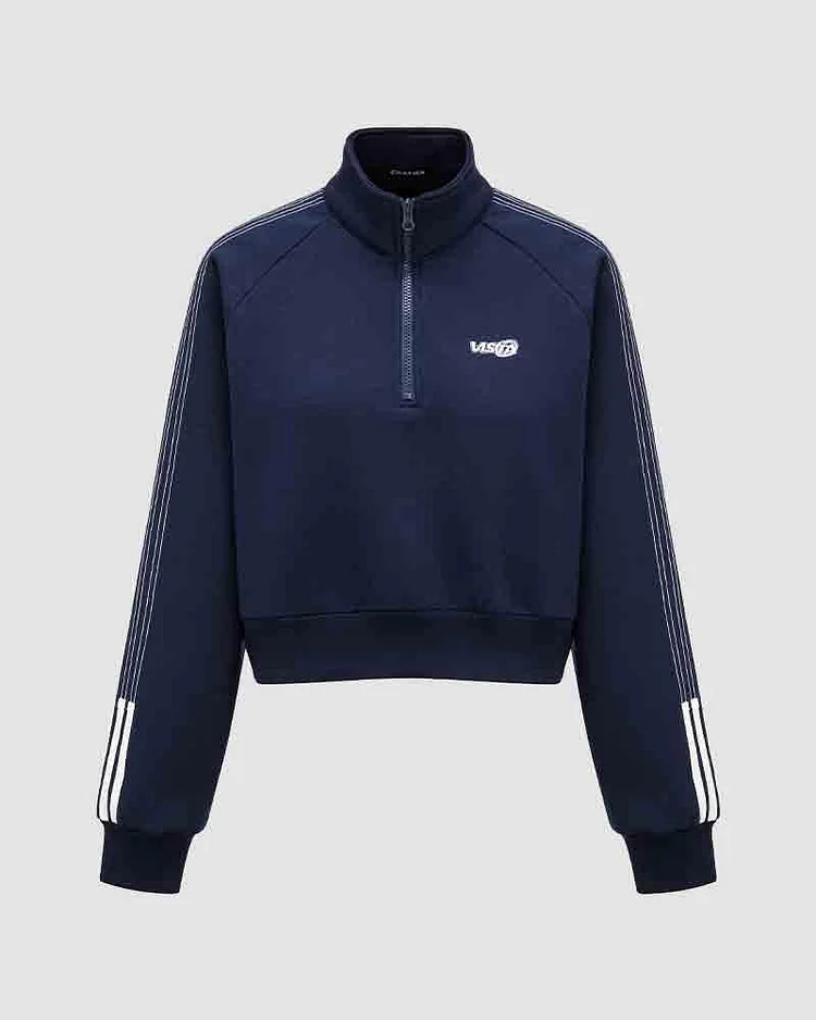On Track Zip Polo Cropped Jumper