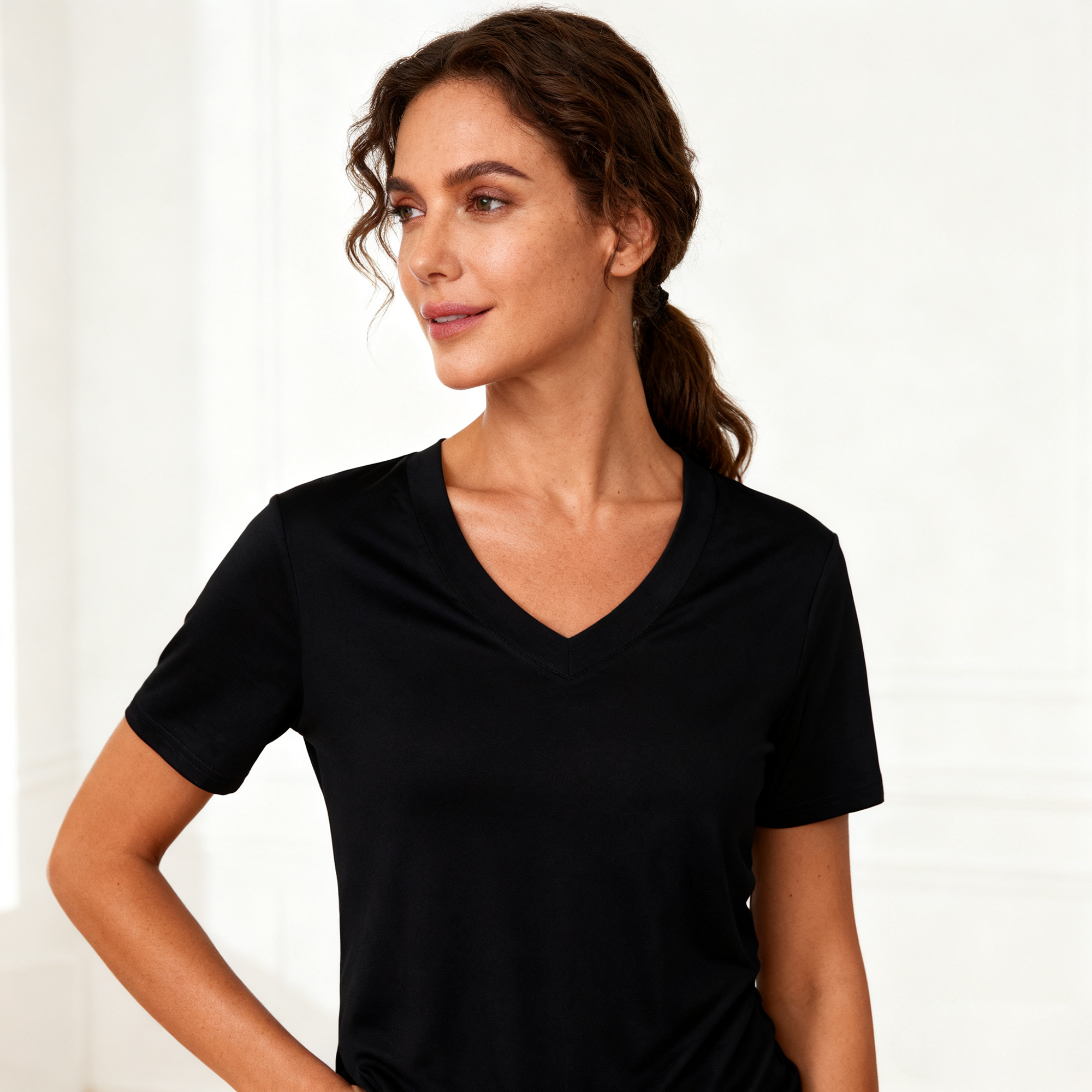 Silk T-Shirt Women's Knitted Short-Sleeved Style REAL SILK LIFE