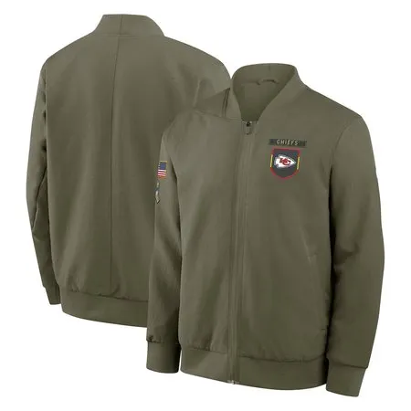 Men's Kansas City Chiefs  Olive 2025 Salute to Service Sideline Full-Zip Bomber Jacket