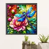 Diamond Painting-DIY Full Round Drill Stained Glass Dragonfly Flower(40*40CM)