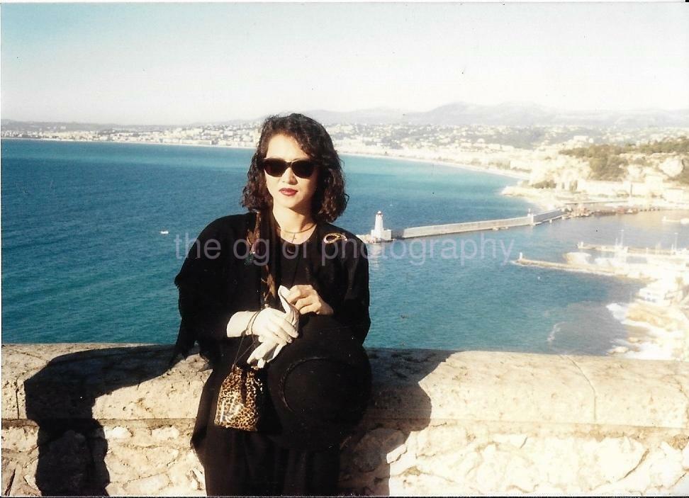 A Pretty Woman Wearing White Gloves And Sunglasses FOUND Photo Poster paintingGRAPH Color 08 7 U