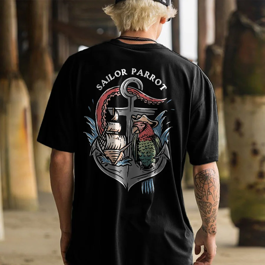 Sailor Parrot Printed Men's T-shirt
