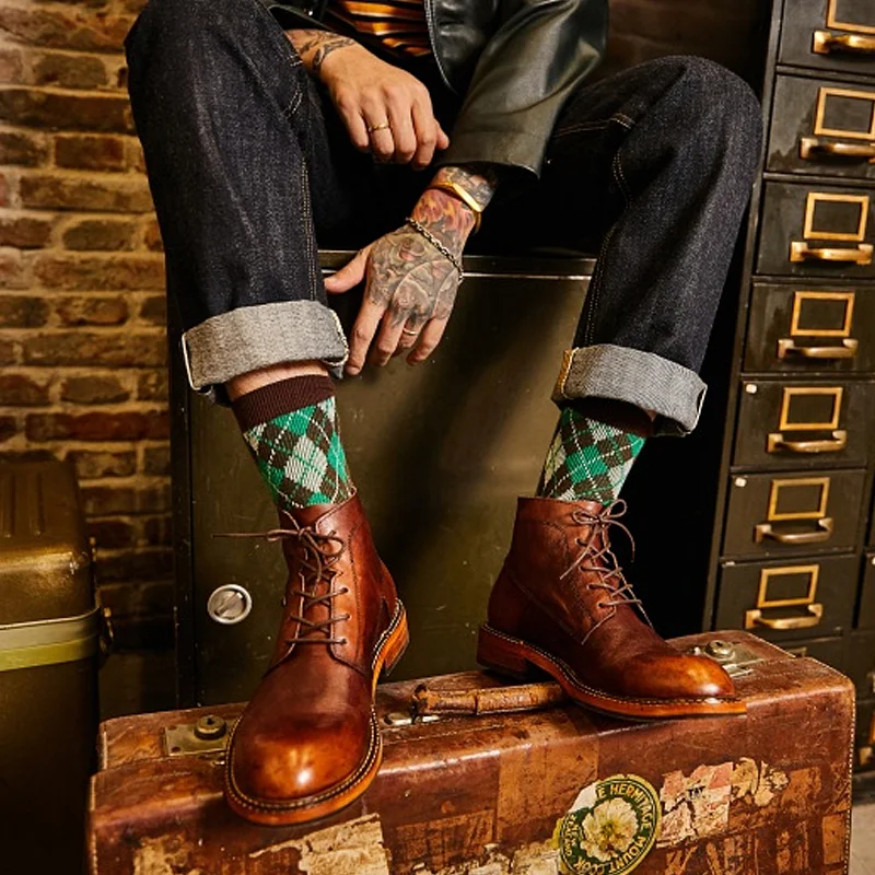 American Retro Tooling Leather Martin Boots Shoes