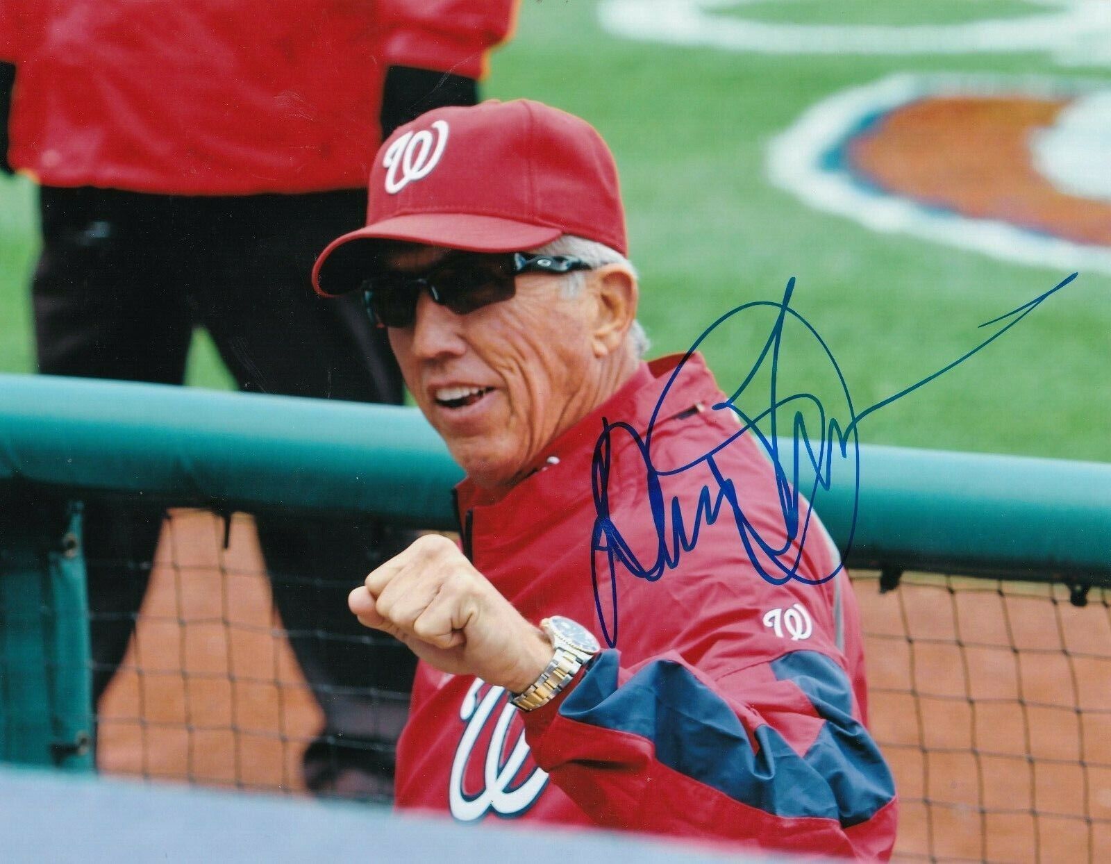 DAVEY JOHNSON WASHINGTON NATIONALS ACTION SIGNED 8x10