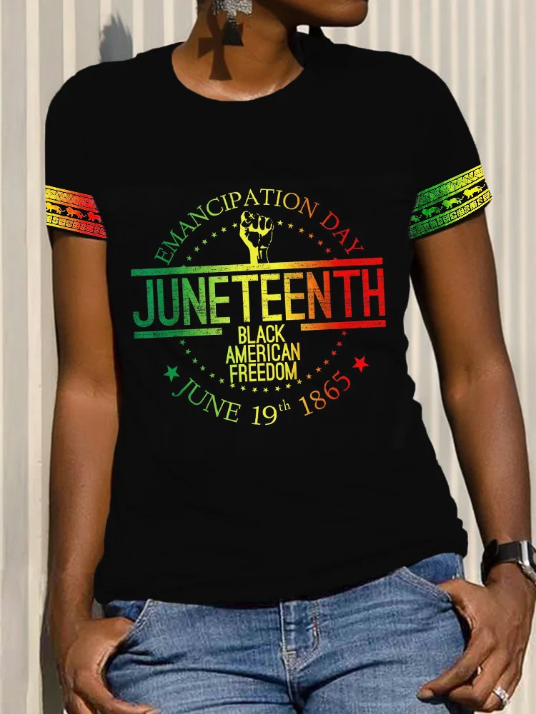 Juneteenth Freedom Day Round Neck Comfy T Shirt