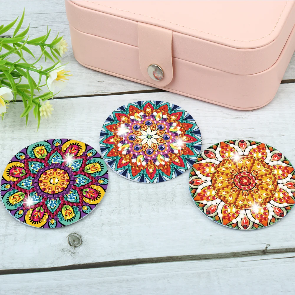 3pcs Diamond Painting Makeup Mirror Portable DIY Datura for Girl