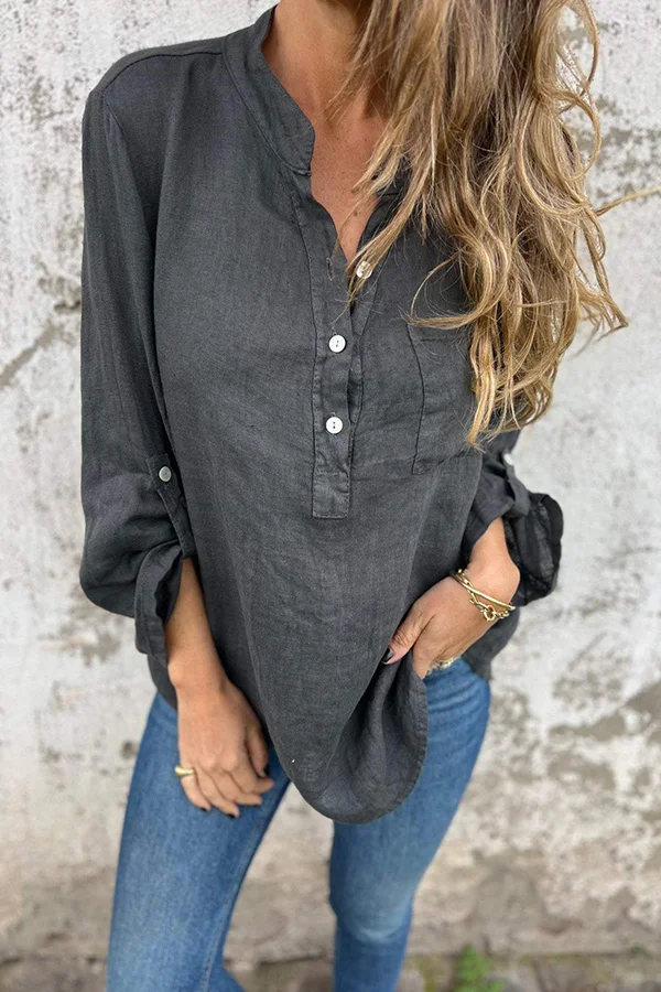 Lace Decor Plain Stylish Long Sleeve Loose Type Women Shirt