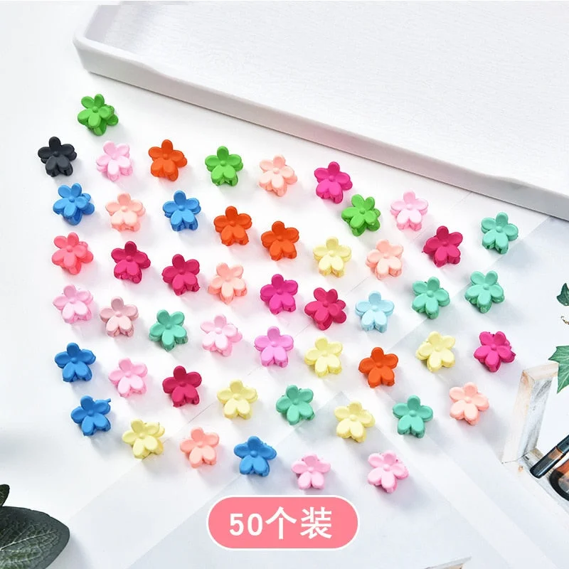 20-50 Pcs Baby Girls Small Hair Claw Cute Candy Color Flower Blossoms Jaw Clip Children Hairpin Hair Accessories New Fashion