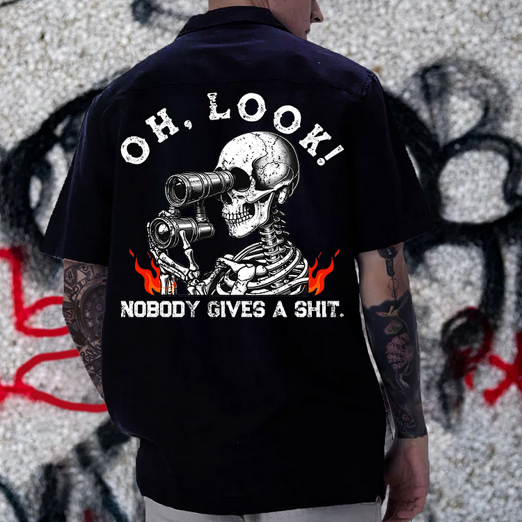 “Oh Look Nobody Gives A Shit ” Reversible Printed Button Up Shirt