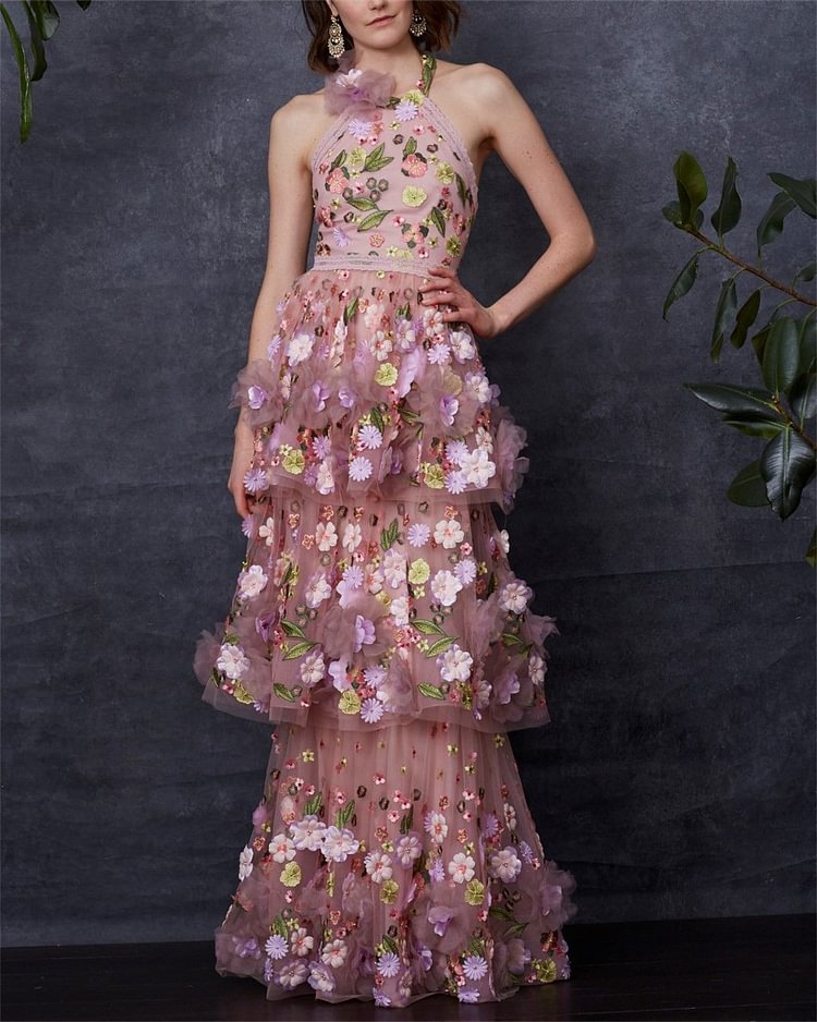 Women's Solid Color Embroidery Dress 