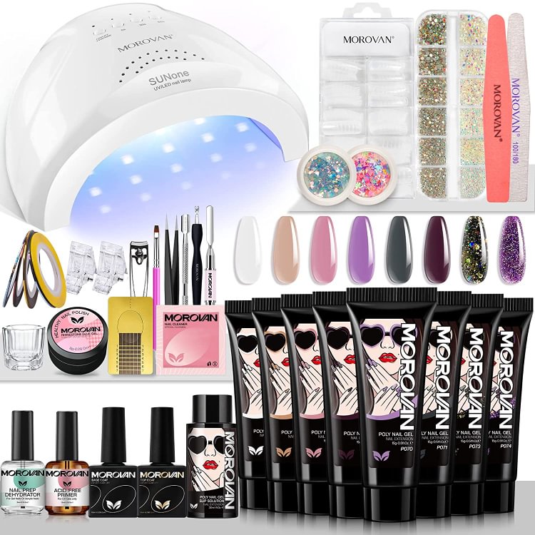 8 Colors 15ml with 48W Nail Lamp Nail Glitter Nail Prep Dehydrator Nail Primer Poly Nail Gel Starter Kit | Breakthrough Limit