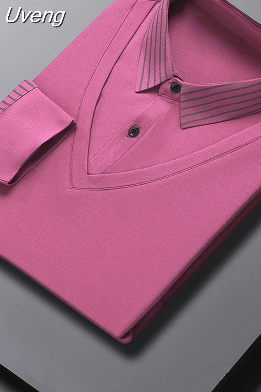 Uveng Colors 2025 New Arrival Men's Casual Classic Polo Shirts Men Business Slim Fit Long Sleeve Polos Brand Men's Clothing 413-0