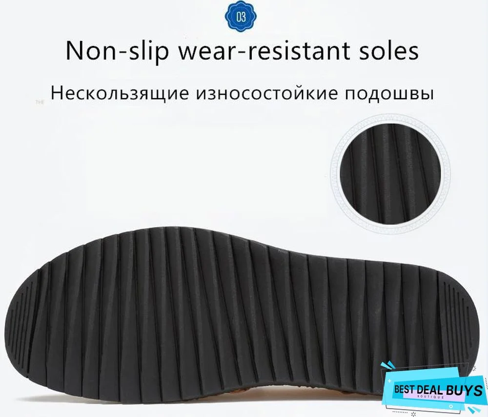 Men's Comfortable Casual Loafers Shoes Split Leather Flats Moccasins Shoes