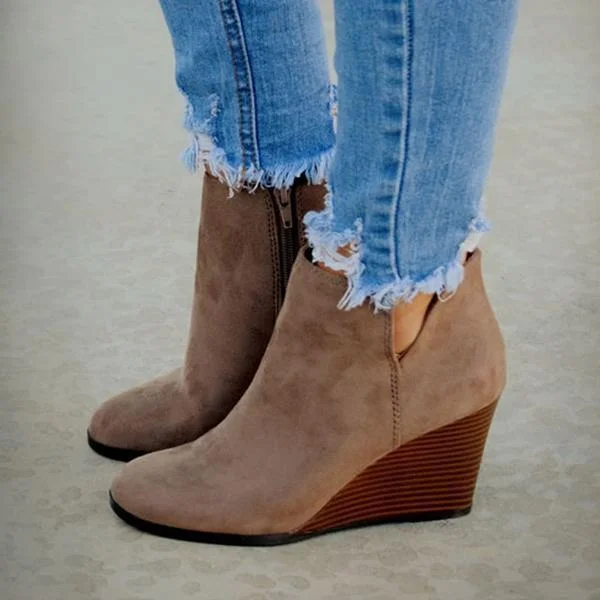 Side Slit Wedge Booties