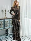 Evening Wrap Striped Embroidered Dress