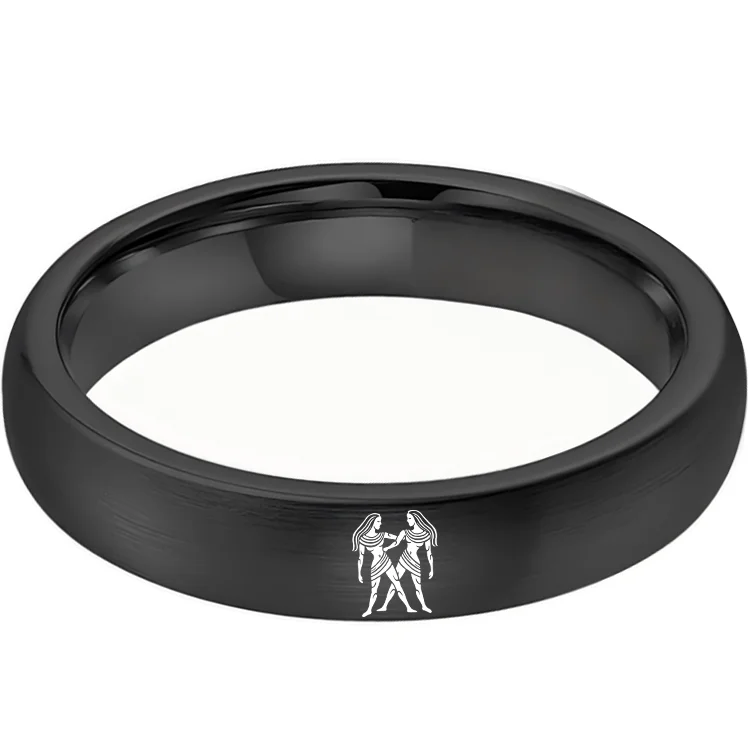 Womens Or Mens Gemini Tungsten Carbide Wedding Rings Black Domed Top Couples Bands 4MM 6MM 8MM Width