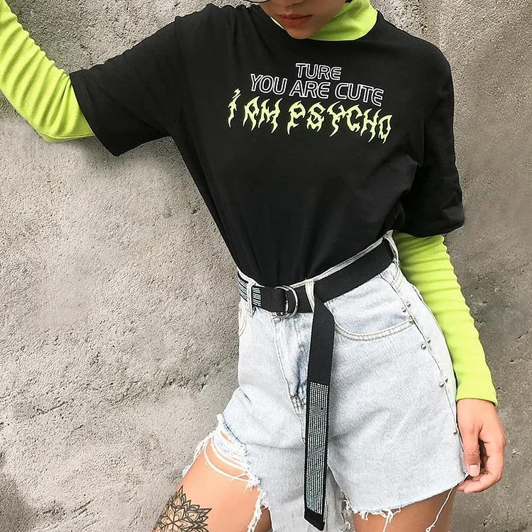 90s GRUNGE I AM PSYCHO LONG SLEEVE BLACK SWEATSHIRT