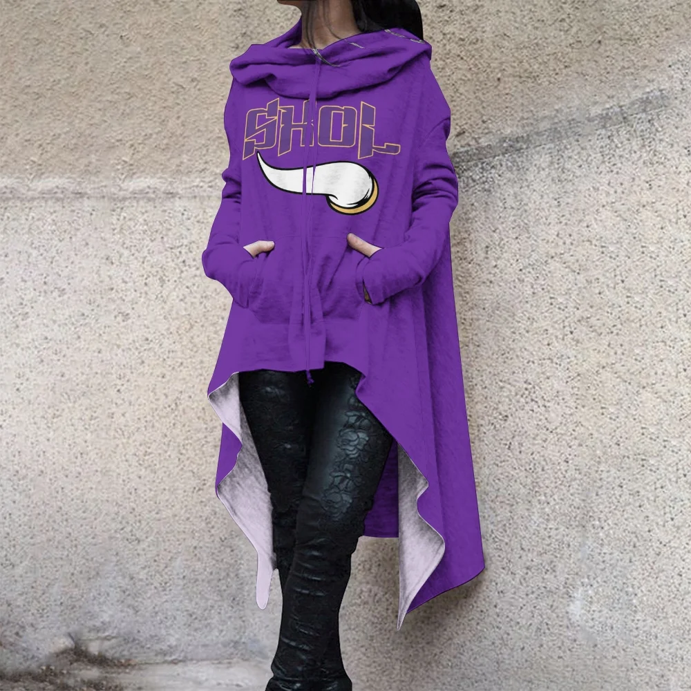 Fashionable Print Irregular Long Sleeve Sweatshirt