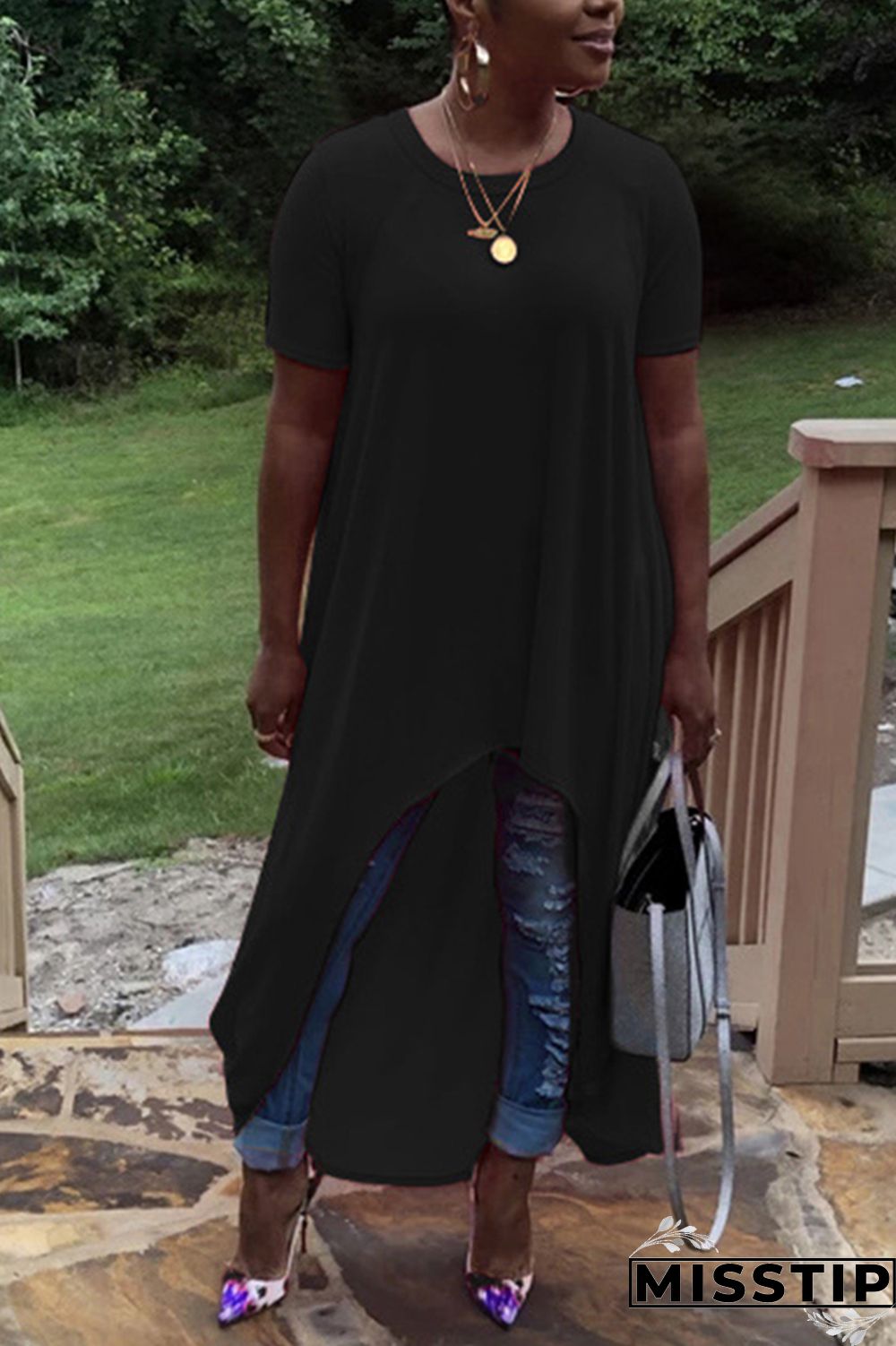 Green Fashion Casual Loose Solid Irregular Dress