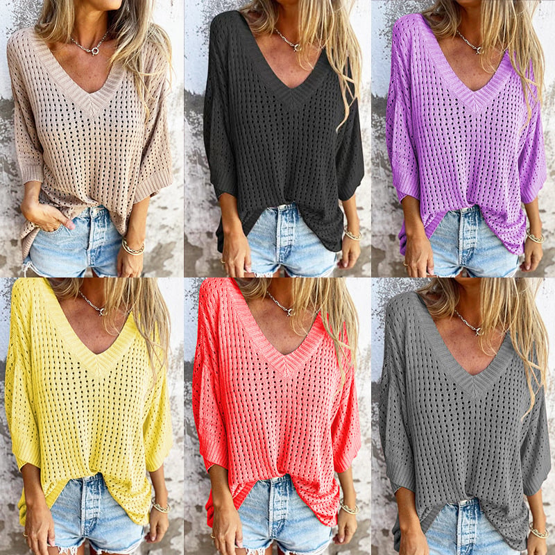 Black Hollow Knit Top