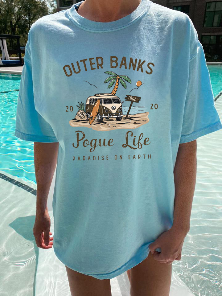 Women's Outer Banks Pogue Life Print Loose T-Shirt / [blueesa] /