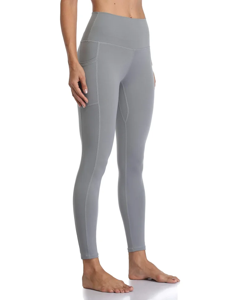 women high waisted yoga pants grey concrete