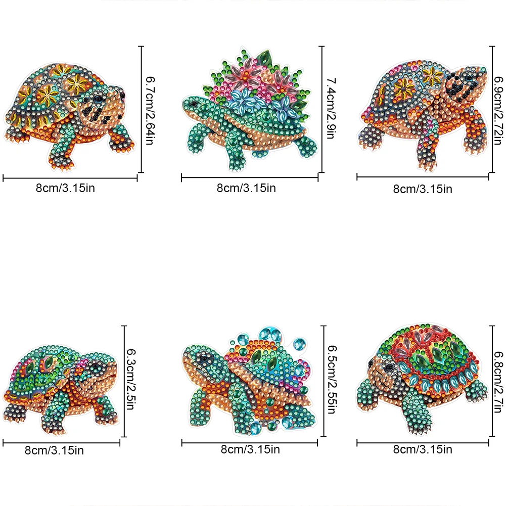 6pcs DIY Sea Turtle Special Shape Diamond Painting Fridge Magnet for Adults Kids Beginners
