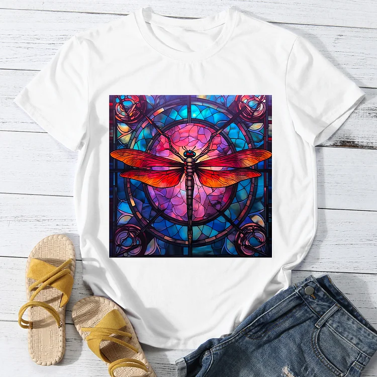 Church Enigmatic Dragonfly Women Round Neck T-shirt - BSTCA0069