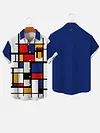Abstract Painting Piet Mondrian Checkered Printing Men's Short Sleeve Shirt