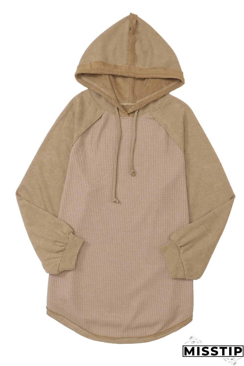 Waffled Expose Seam Drawstring Hoodie