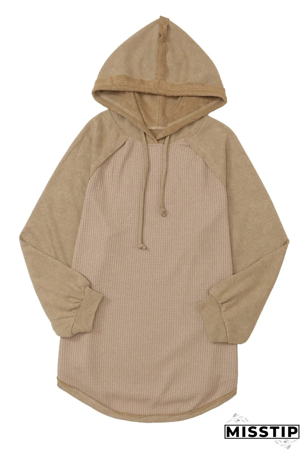 Waffled Expose Seam Drawstring Hoodie