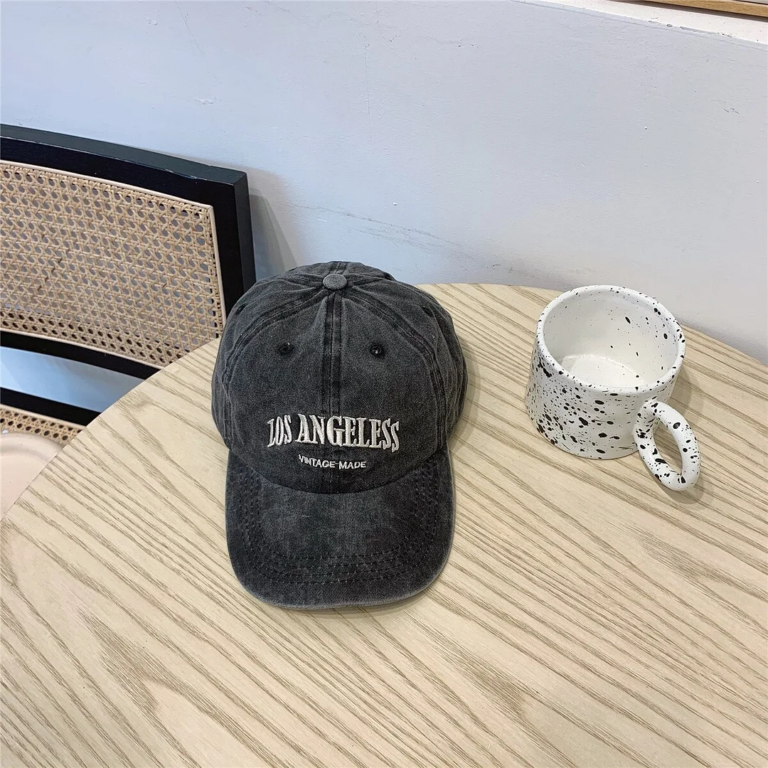 LOS ANGELESS Letter Embroidery Cotton Retro Washed Denim Baseball Cap Men Women  Summer Caps Snapback Cap Male Beach Headdress