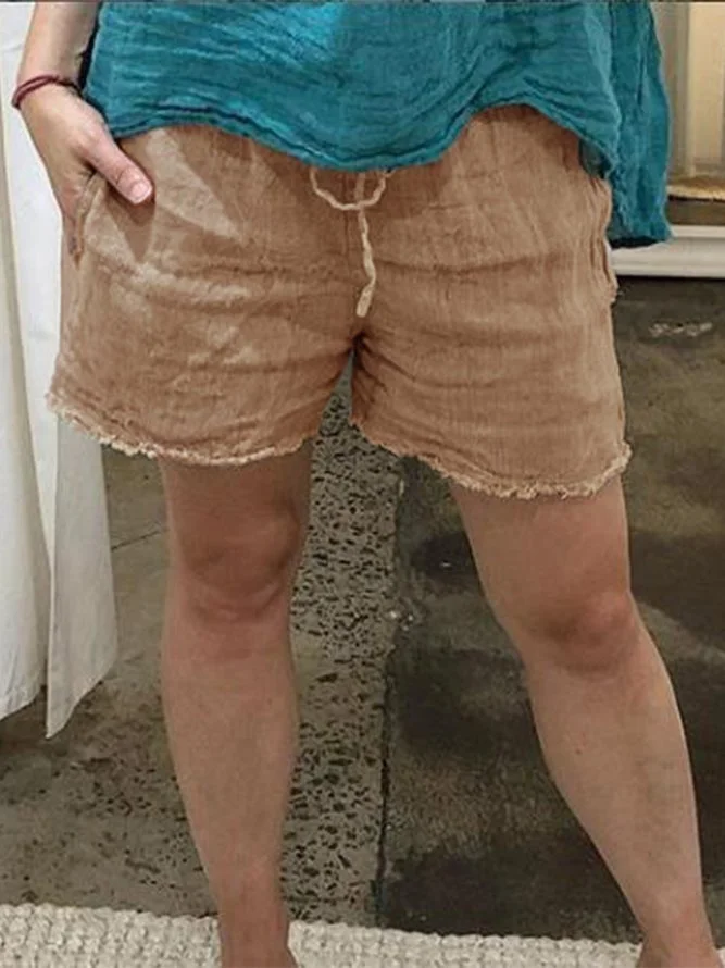 Casual Solid Pockets Shorts