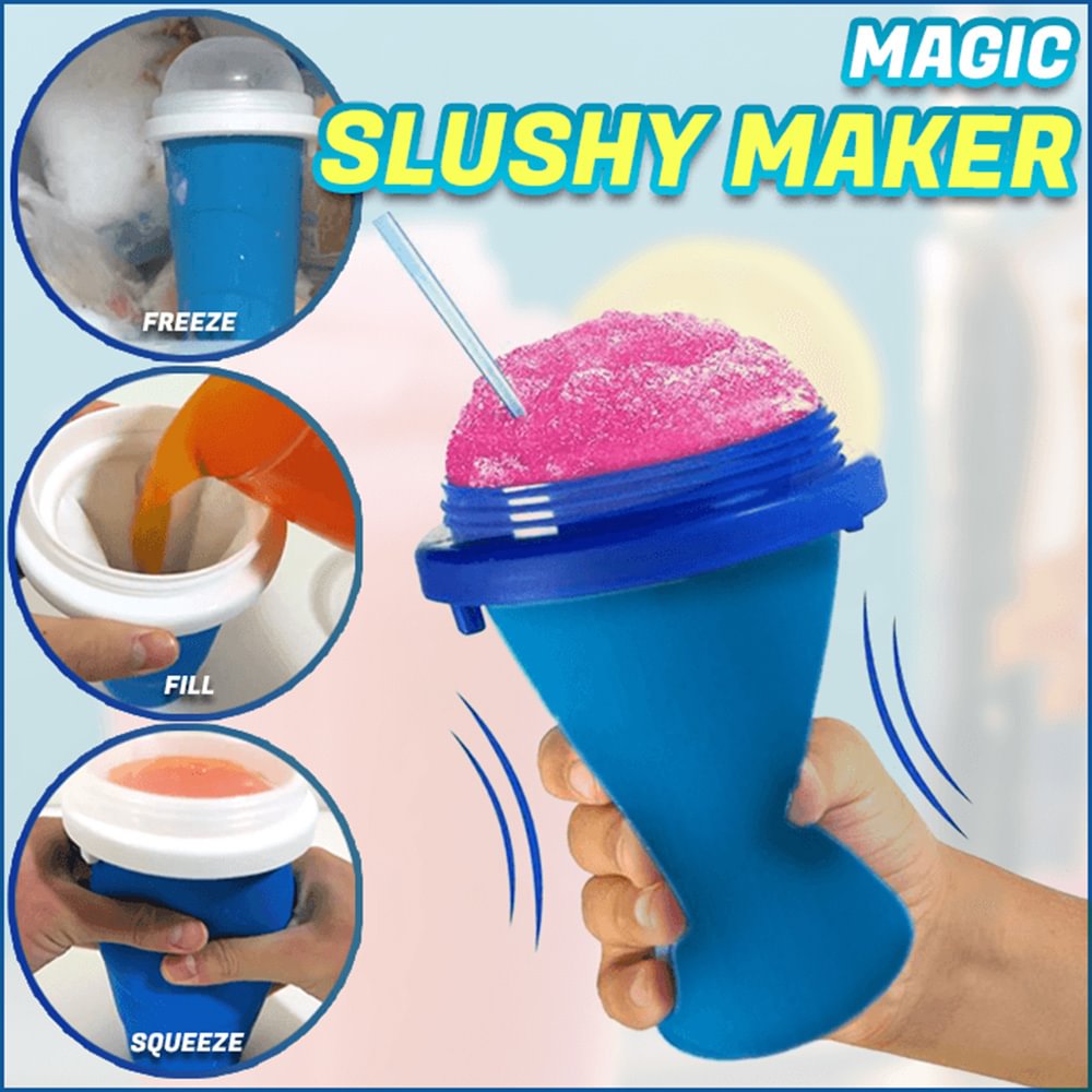 YQJY DIY Slushy Maker Cup,TIK TOK Magic Quick Frozen Smoothies Cup,Cooling Cup Double Layer 2 in 1 Squeeze Cup Slushy Maker,Homemade Milk Shake Ice Cream Maker DIY it for Kids and Family,Blue