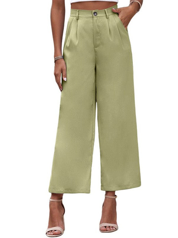 Chic High Waist Wide Leg Trousers In Various Colors - Comfortable, Slim Fit Pants For Women