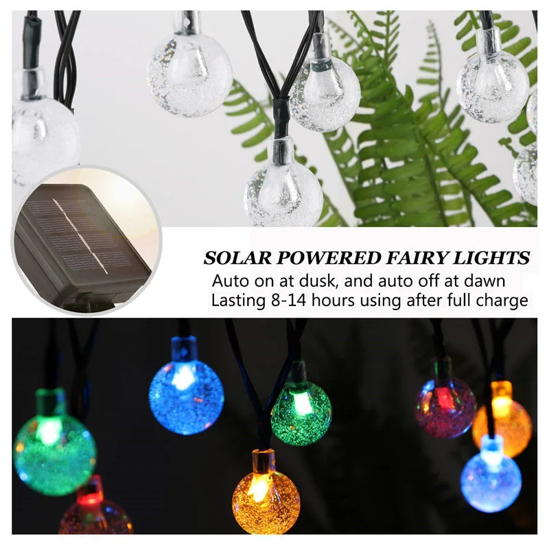 Solar String Lights Outdoor,50Led 23Ft Colour Crystal Globe Lights,for Garden Yard Porch