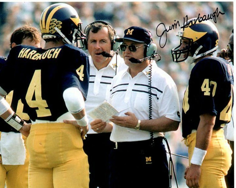 Jim harbaugh signed autographed ncaa michigan wolverines football Photo Poster painting