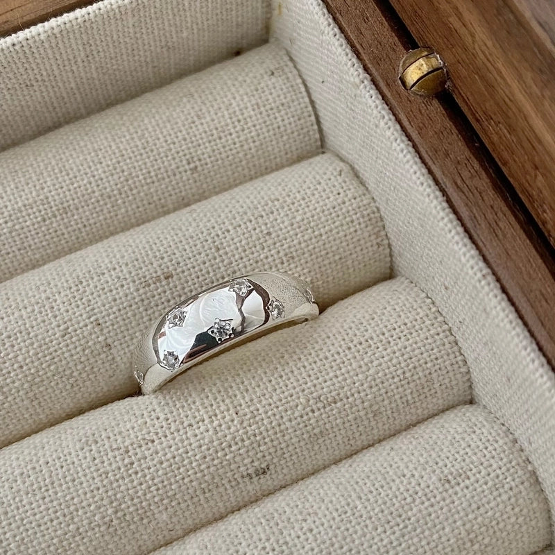 18K Gold Plated Silver Plated 925 Sterling Silver Zircon Geometric Star Adjustable Ring Open Rings Rings