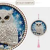 Kit de peinture en perles maison pour hibou avec cadre rond et pompon de 9,25x9,25 pouces kits d&rsquo;art pour peinture en perles pour adultes d&eacute;butants d&eacute;coration murale