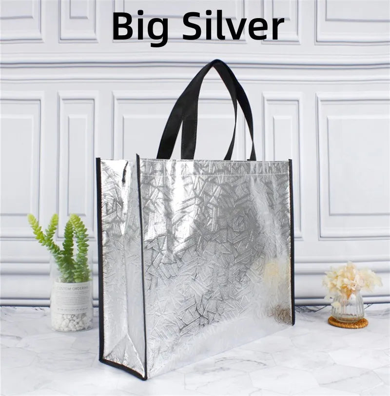 Back To School Llyge Women Reusable Shopping Bag Large Capacity Canvas Travel Storage Bags Laser Glitter Female Handbag Grocery Canvas Tote Eco Bag llyge