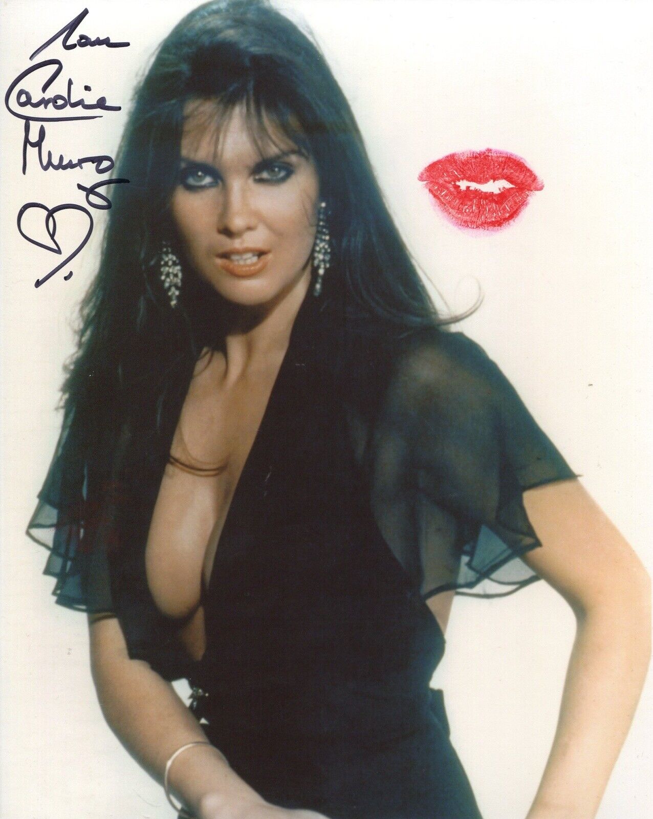 007 Bond girl Caroline Munro signed and lipstick kissed Photo Poster painting - REF 5sa