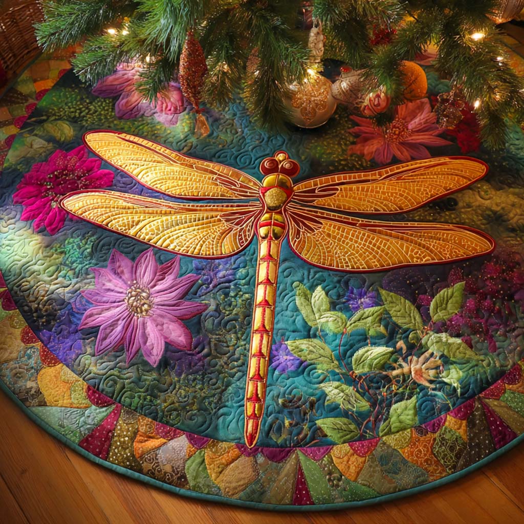 Aqua Bloom Flight Quilted Tree Skirt NCU0XD1658